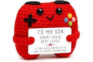 BUSY GAMING LIFE Crochet Game Controller Son Gifts from Mom Dad, Christmas Birthday Fathers Day Graduation Gifts for Son, Cute Handmade Crochet Game Controller Decor, Christmas Stocking Stuffers for Bonus Son
