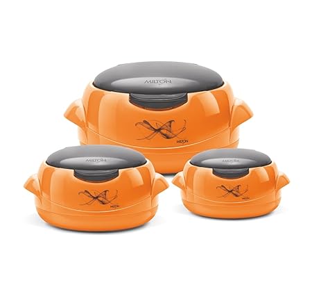 Milton Microwow One Touch Casserole Jr Set, 500 Ml, 3-Pieces, Orange