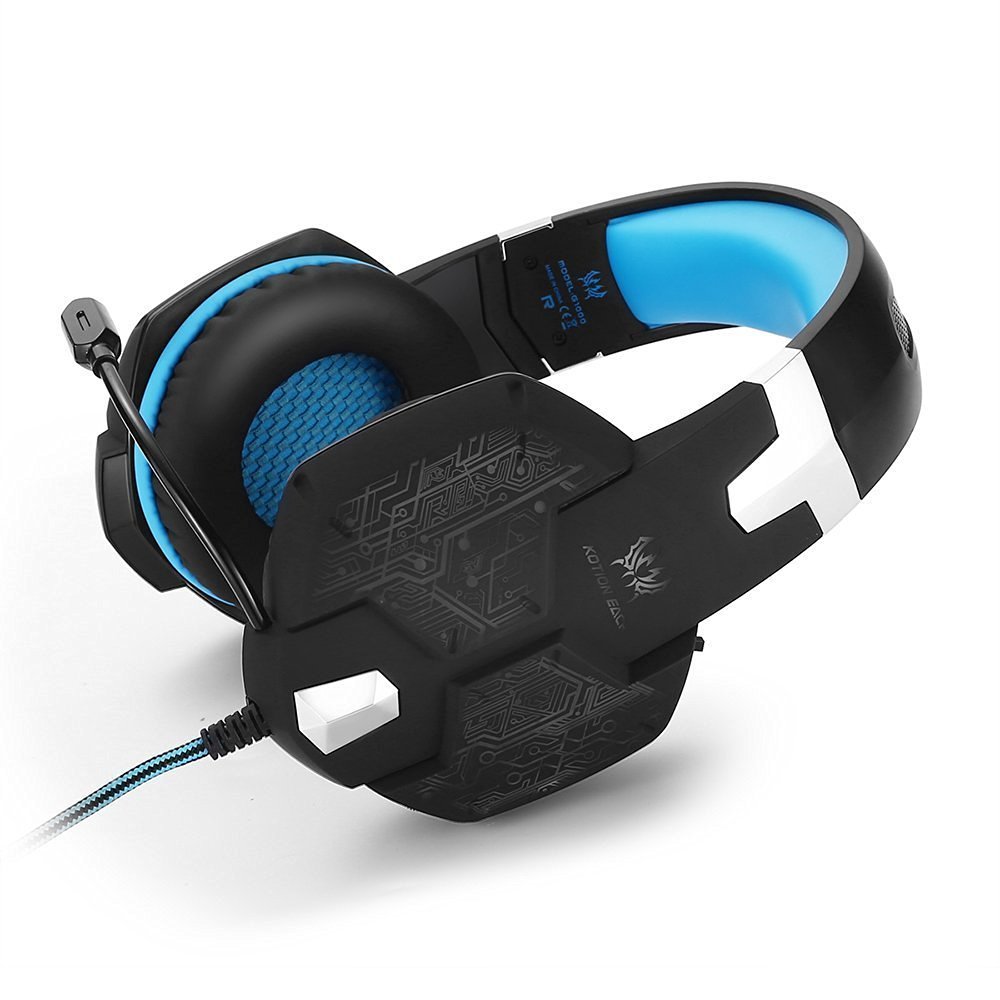 KSCAT G1000 Gaming Headset Kopfhörer USB/Klinken-Stecker Mikrofon LED Effekt für PC Film Gaming Spielen Chat Musik (Blau1)