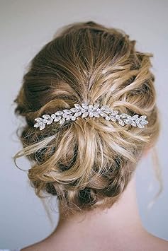 Simsly Hochzeit Haarkamm Slides Strass Kristall Brautschmuck Abschlussball Haarschmuck Party für Brautjungfern (Silber)
