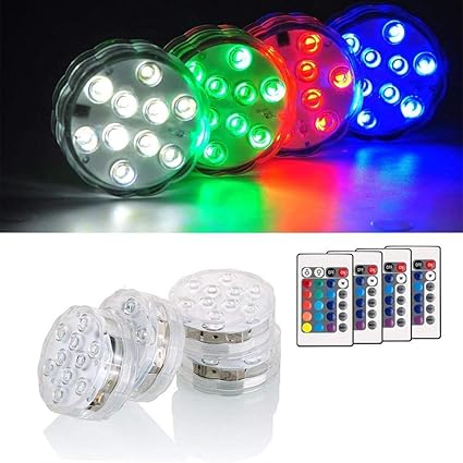 afoobezos luces led sumergibles ip68 impermeable multicolor con control remoto inalambrico con 10 luces led para banera de hidromasaje piscina