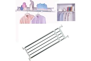 BAOYOUNI Tension Closet Shelves Stainless Steel Rustproof Storage Rack Bathroom Kitchen Organizer Shelf Dividers Ivory, 23.62-31.5 Inches