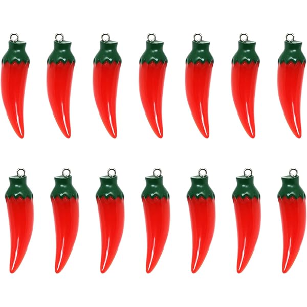 40 Dijes De Chile Rojo Con Esmalte - Aleación Plateada | Para Joyería DIY, Cinco De Mayo, Fiestas Mexicanas