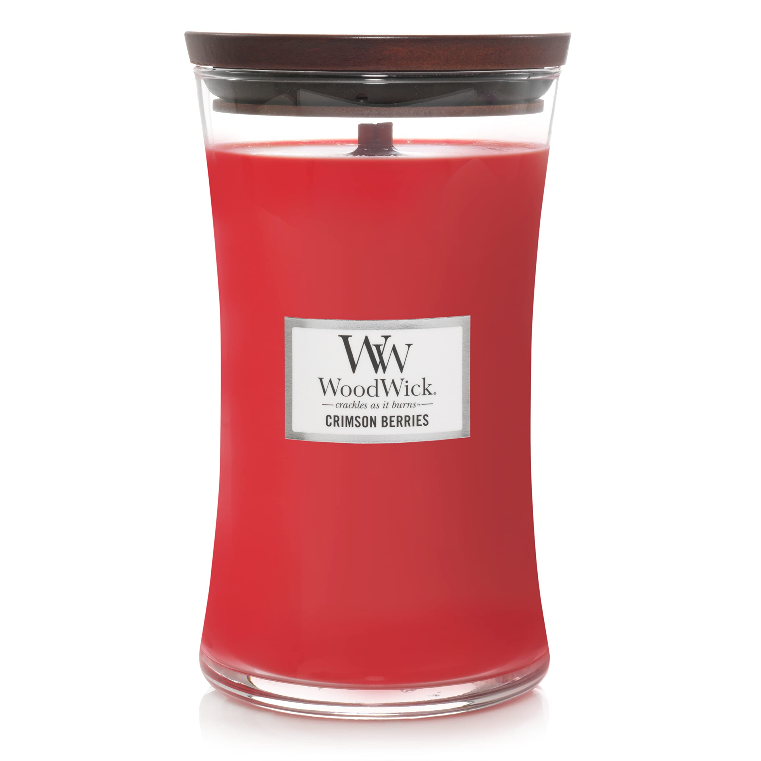 WoodWick Large Hourglass Scented Candle | Crimson Berries | with Crackling Wick | Long Burning Candles: up to 130 Hours | Perfect Mothers Day and Easter Gifts for Women