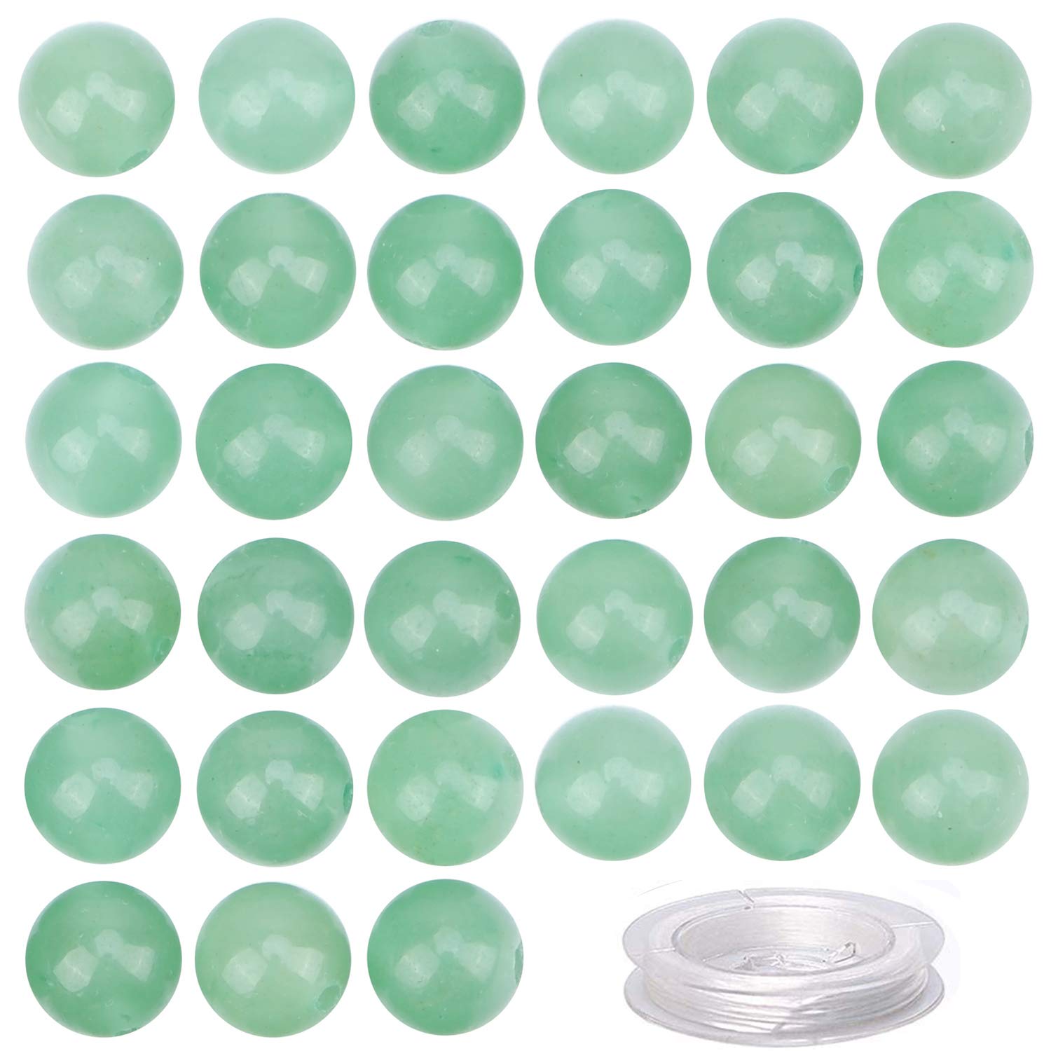 Photo 1 of 100Pcs Natural Crystal Beads Stone Gemstone Round Loose Energy Healing Beads with Free Crystal Stretch Cord for Jewelry Making (Green Aventurine, 6MM)