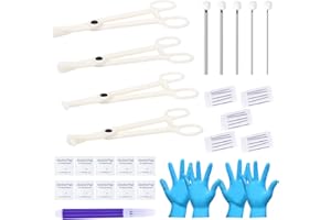 JIESIBAO 42pcs Body Piercing Kit Piercing Needles Clamps Kit for Ear Nose Septum Belly Button Tongue Nipple Eyebrow Lip Piercing 12G 14G 16G 18G 20G Needles with 4 Disposable Piercing Clamps Forceps