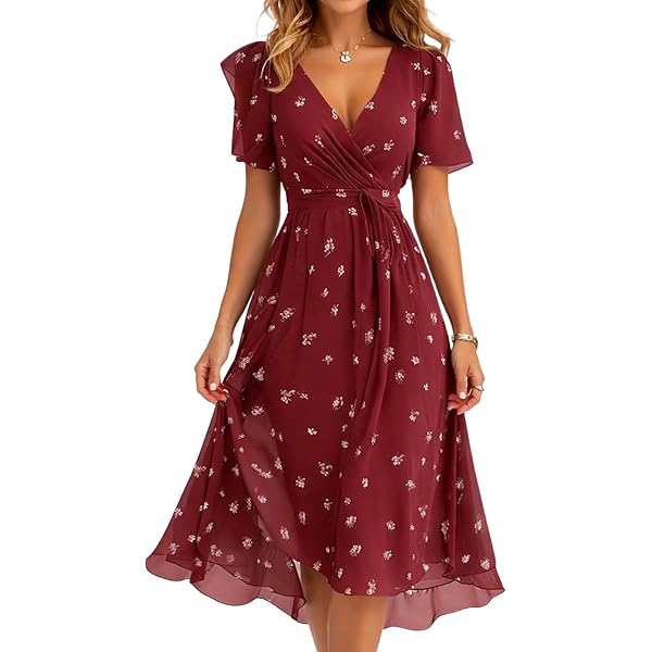 Spring Summer Chiffon Midi Dresses for Women 2026 Elegant Classy Wedding  Guest Floral Formal Prom Cocktail Dress Light Brown S at Amazon Women's  Coats Shop