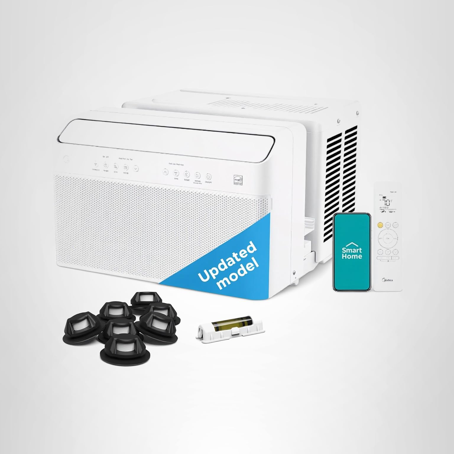 Midea 8,000 BTU U Shaped Smart Inverter Window Air Conditioner - Cools 350 Sq Ft, Ultra Quiet with Open Window Flexibility - Alexa/Google Assistant Compatible - 37% Energy Savings, Remote (Updated)