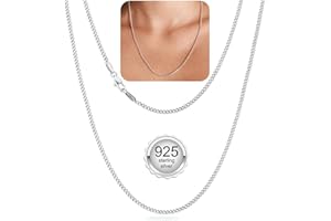 1.5/2/3mm 925 Sterling Silver Curb Chain Necklace for Women, Sturdy Non-Fading Sterling Silver Chain Jewellery Gifts 14/16/18