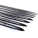 Transon 8pcs Round Watercolor Paint Brush Set Goat Hair for Watercolors,Acrylics,Inks,Gouache,Oil and Tempera Black Color
