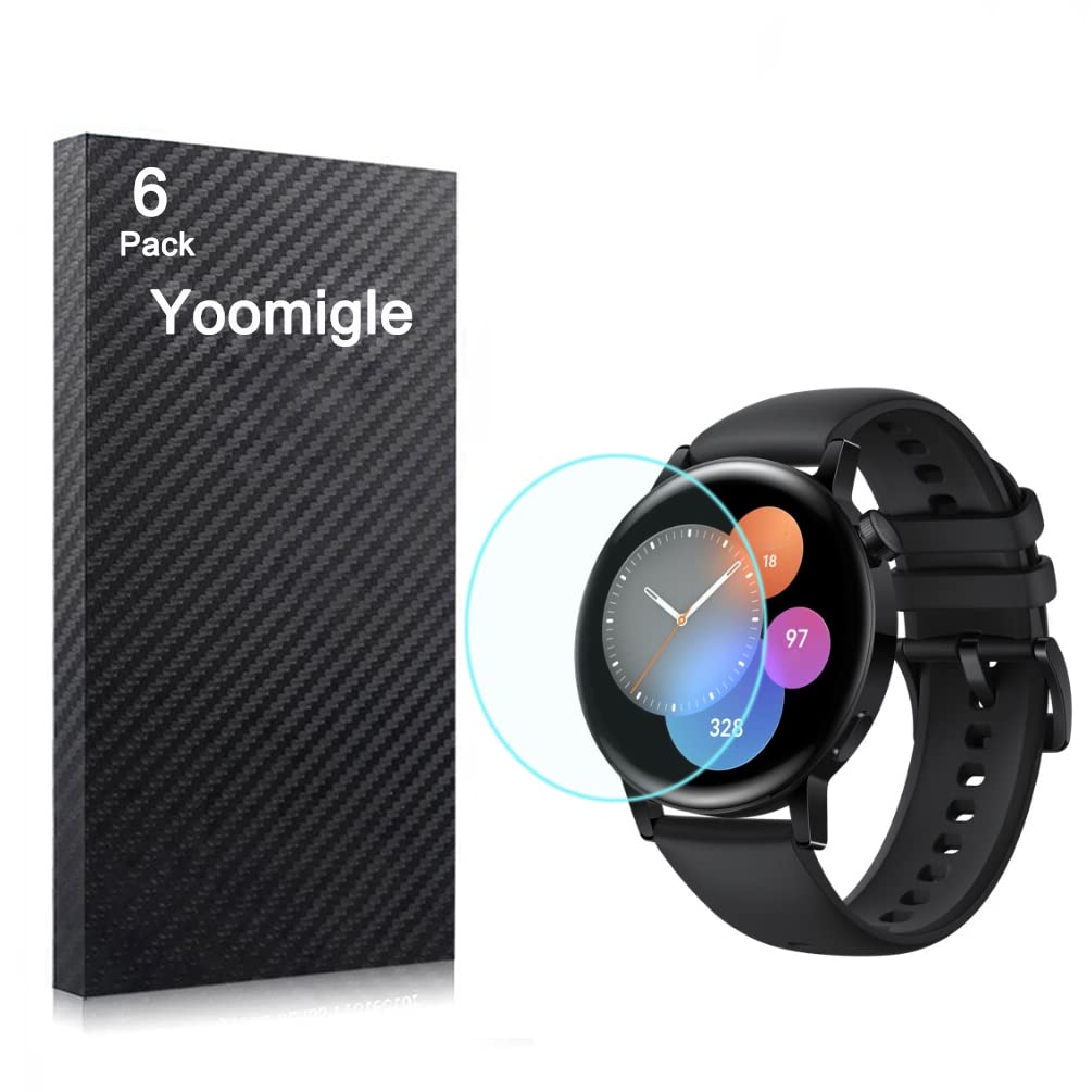 Yoomigle 6 Pack Compatible with Huawei Watch GT3 42MM Screen Protector Film for Huawei Watch GT 3 42 Smartwatch Screen Protectors Foils Screen Cover Crystal Clear Anti-Scratch