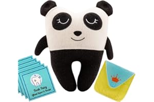 BAMBINI & ME Panda Tooth Fairy Pillow - Our Tooth Fairy Pillows are for Boys and Girls. This Tooth Fairy Kit Includes 5 Notecards and a Keepsake Pouch - Super Cute Panda Tooth Fairy Gifts for Boys and Girls