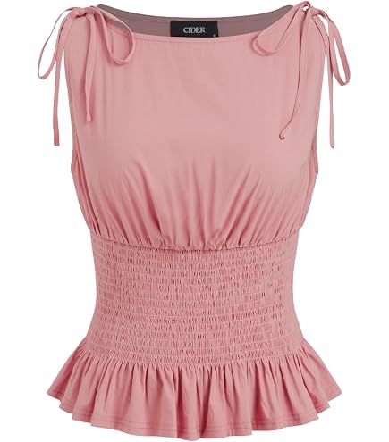 CIDER Tank Top for Women Boat Neck Gingham Slim Fit Bowknot