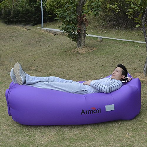 Armati Inflatable Lounger Patented Comfortable Headrest, Indoor or Outdoor Air Sofa, Camp Bedding, Hammock,Air Mattress with Carry Bag, Securing Stake and Bottle Opener - Thumbnail 4