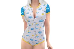 Littleforbig Adult Baby Onesie Diaper Lover (ABDL) Button Crotch Romper Onesie Pajamas-Baby Sleepytime Onesie