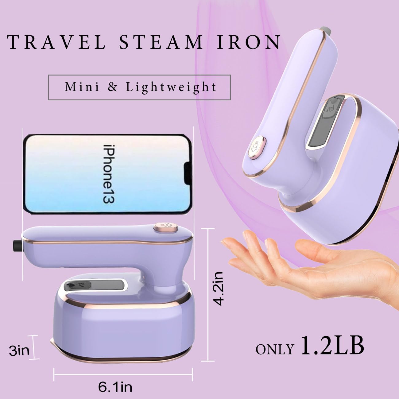 Travel Steamer Iron for Clothes Mini: Handheld Size Portable Fabric Clothing Steamers Small Hand Garment Electric Steam Ironing Machine for Dress Shirt Plancha a de Vapor para Ropa Portatil