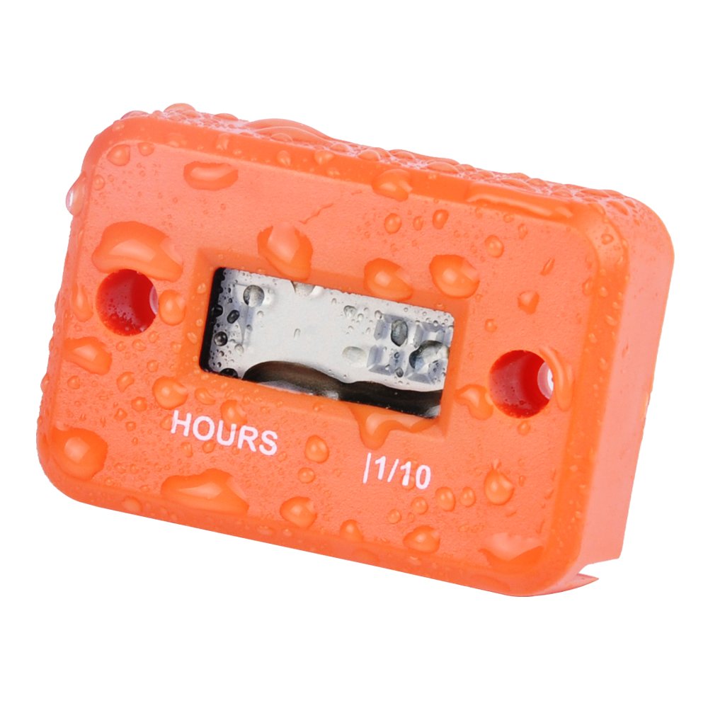 NInE-ROnG NR-HM006, Waterproof Gaso Engine Inductive Hour Meter For Motorcycle, Snowmobil,Motocross (ORANGE)