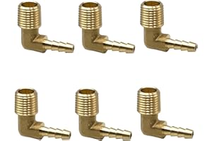 BUMUGUFU 6 Pcs Barb Elbow Fittings,1/4" NPT x 3/16" OD Right Angle Fittings for Low-pressure,Fuel,Air and Non-potable Water Chilling Application