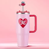 Juicy Couture Jetsetter 30oz Tumbler with Handle and Straw Topper, Light Pink