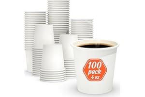 Dealusy 100 Count 4 oz Coffee Cups, Leak-Free Food Safe Paper Cups 4 oz, Disposable 4oz White Paper Cups for Cold and Hot Drinks