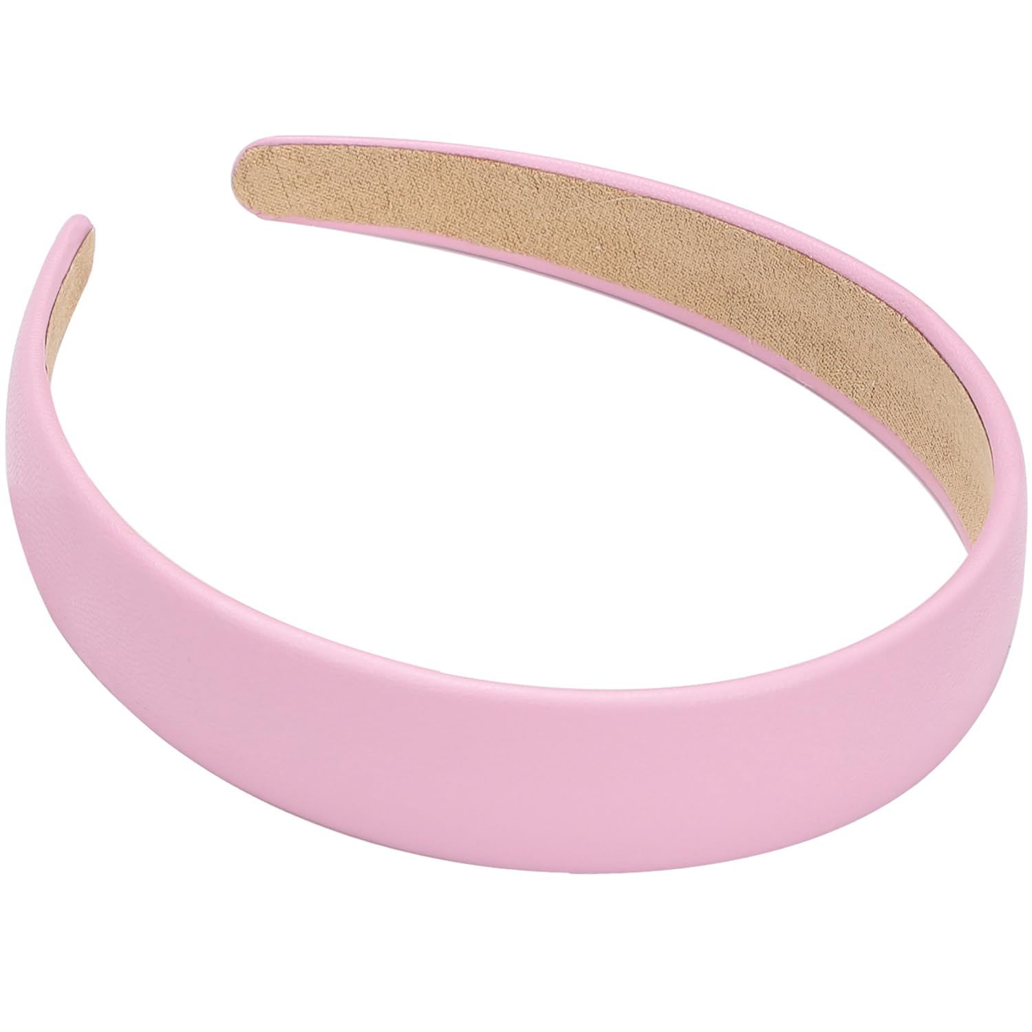 WantGor 1 Inch PU Leather Headband, Wide Padded Hairband Fashion Hair Bands Cute Womens Headbands Holiday DIY Hair Accessories (Pink) — image 1