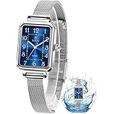 Taxau Women's Square Watch Mesh Bracelet Stainless Steel Rectangular Dress Watches for Women Fashion Business Analog Quartz Ladies Small Wrist Watch