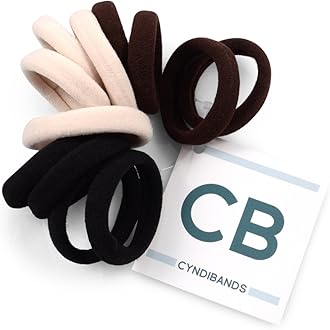 Cyndibands Seamless Hair Ties - Neutral Colors - Gentle Hair Ties No Damage, Standard Size 1.5 Inch, Soft and Stretchy Nylon Fabric Ponytail Holders - 12 Count