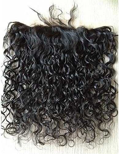 Virgin Hair Factory 10" ~ 22" Natural Black Curly Indian Remy Human Hair 13" x 4" Top Lace Frontal Closure Free Part With Baby Hair 130% Density 20 Inch QT-01