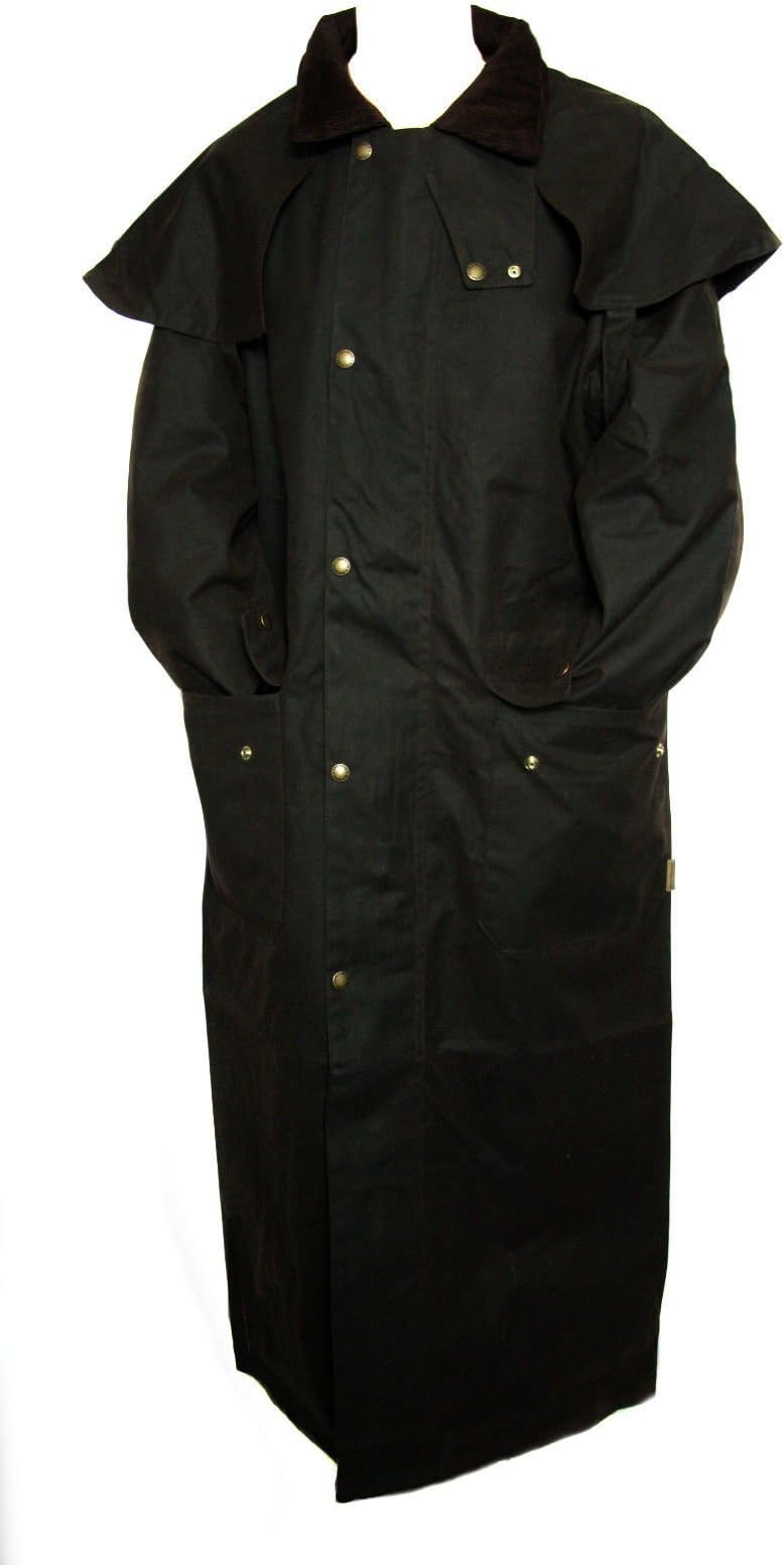 Full Length Wax Stockmans Coat Fine Quality Double Fold English Waxed Cotton Wateproof and Breathable Made In UK (XS 36" 10-12 Unisex, Brown)