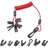 Universal Kill Switch Lanyard,Emergency Stop Safety Tether Cord with 7 Keys,Marine Engine Cutoff Lanyard Compatible with Mercury Yamaha Honda Tohatsu Johnson Evinrude Suzuki Jet Ski