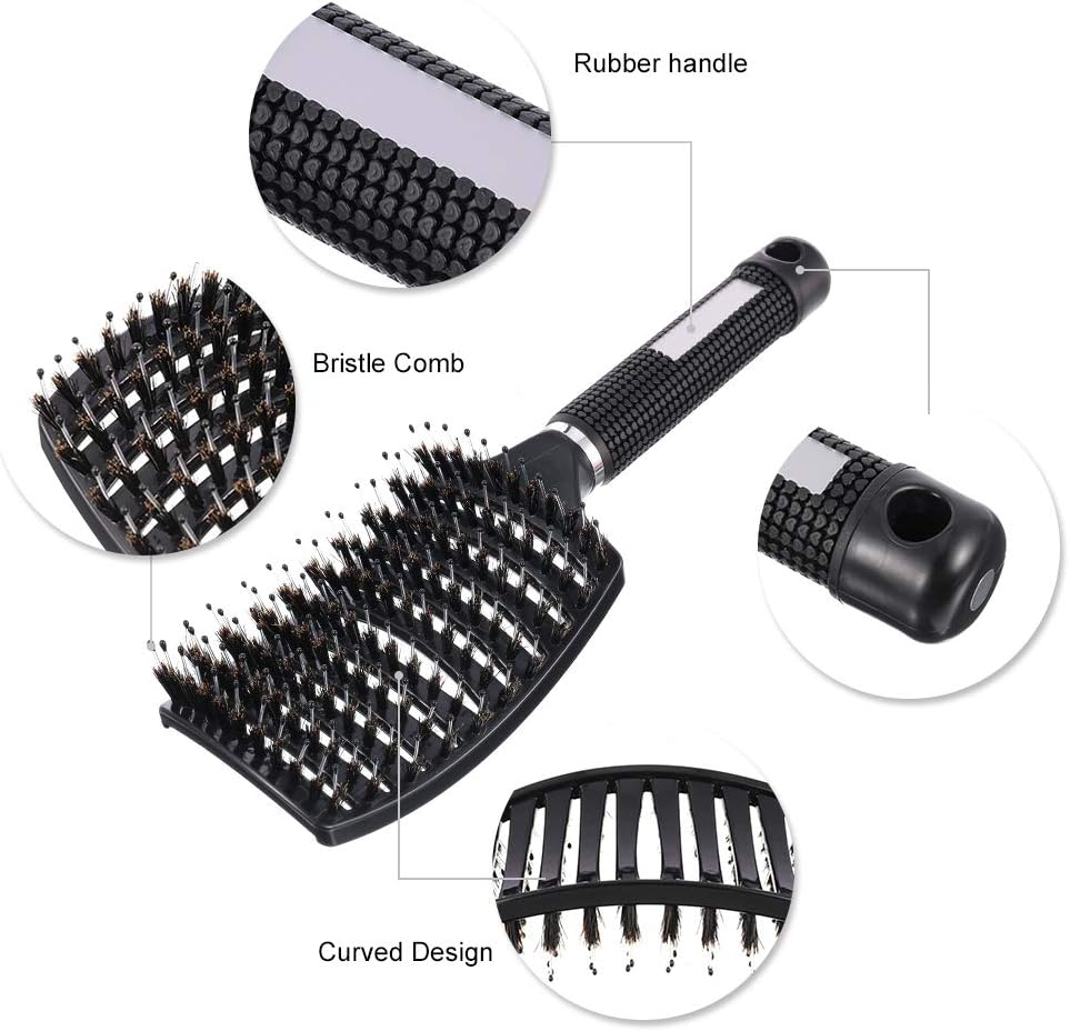 umorismo 3 Pack Hair Brush Set - Vented Curved & Detangling Brushes for Natural Curly, Straight, Wet or Dry Hair - Image 4