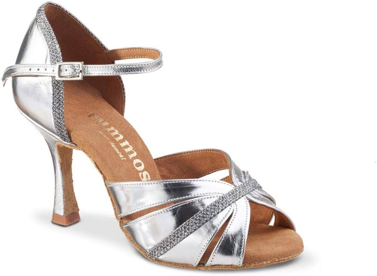 Rummos Womens Dance Shoes R505 Leather/Glitter Silver