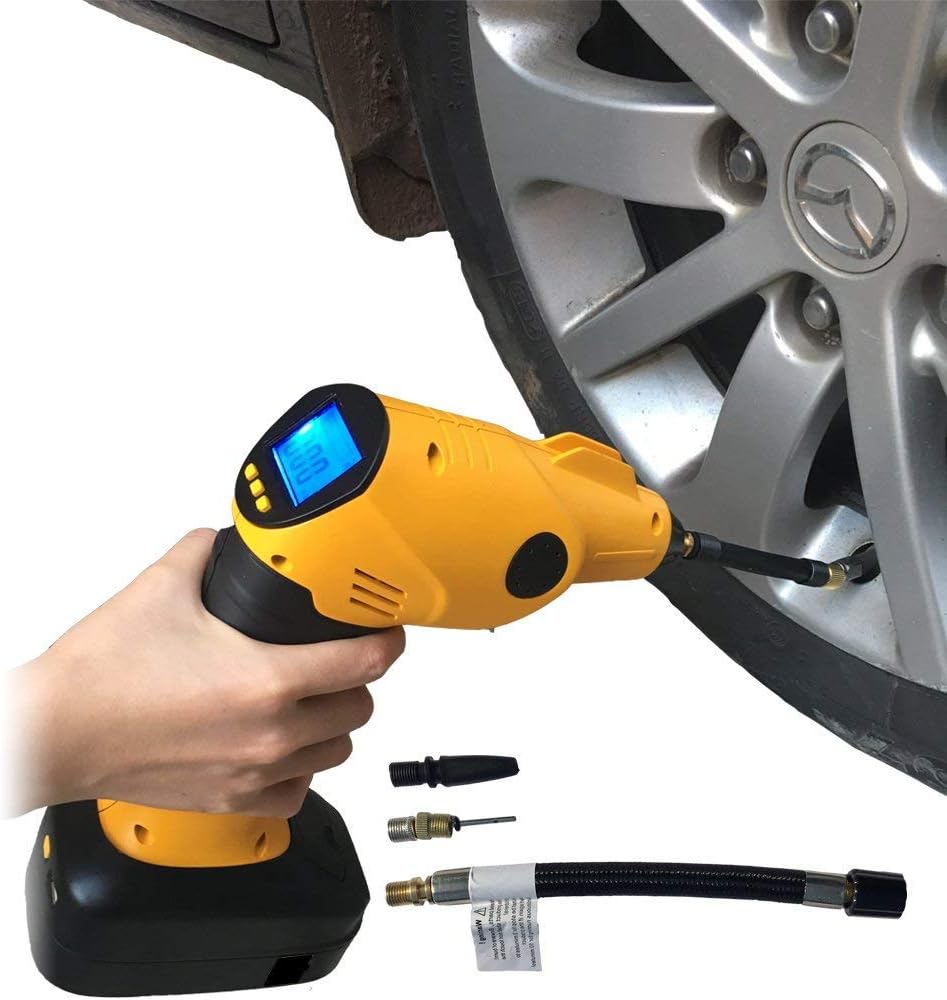 Wwin Air Compressor Tyre Inflator Pump Pressure Gauge Cordless Portable Electric with Rechargeable Digital LED Light