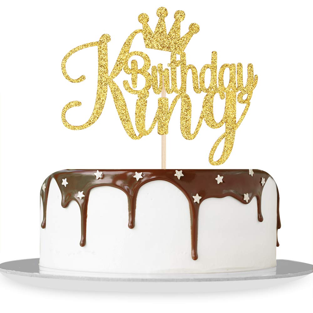 Gold Glitter King Birthday Cake Topper Baby Shower Boy Prince 1st 2nd 3rd 10th 13th 18th 21st 30th 40th 50th Birthday Cake Topper Gender Reveal Party Decorations Amazon In Toys Games