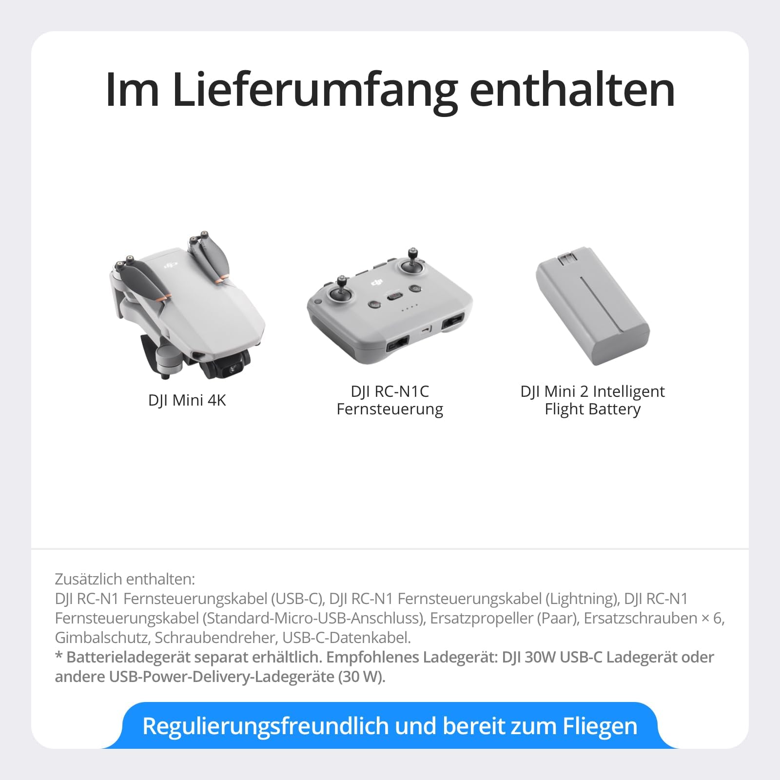 DJI Mini 4K Drohne mit 4K UHD Kamera Für Erwachsene, 3-Achsen-Gimbal-Stabilisierung, C0, QuickShots, 10 km Videoübertragung, Autom. Rückkehr, Windstabil, 1 Akku (31 min Flugzeit), Unter 249g 9