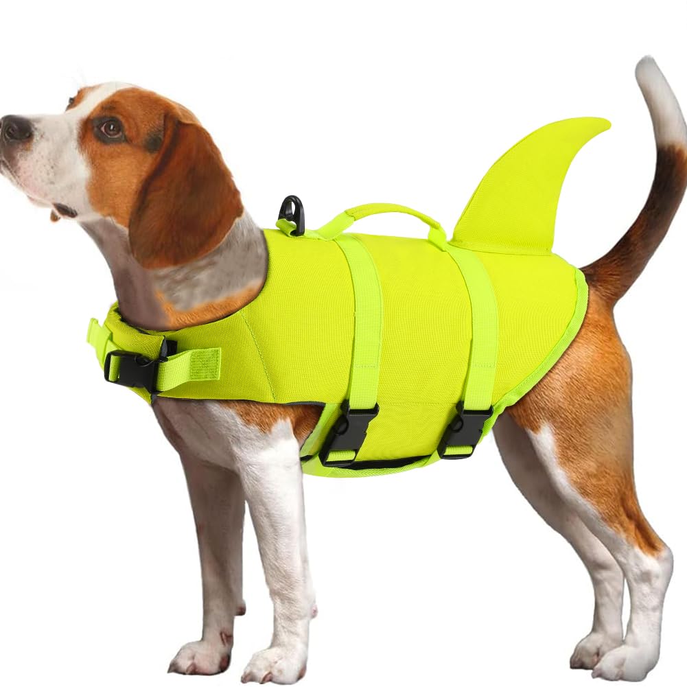 EMUST Dog Life Vest for Swimming, Ripstop Medium Dog Safety Preserver for Pool Beach Boating (M, BrightYellow) Image
