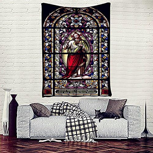 HL Space Decorations Collection,60 x 80 Inch Christian Wall Hanging Tapestry Multicolor Woven for Bedroom Living Room Dorm Handicrafts Beach Cover Up Curtain Light-weight Polyester Wall Art Decor