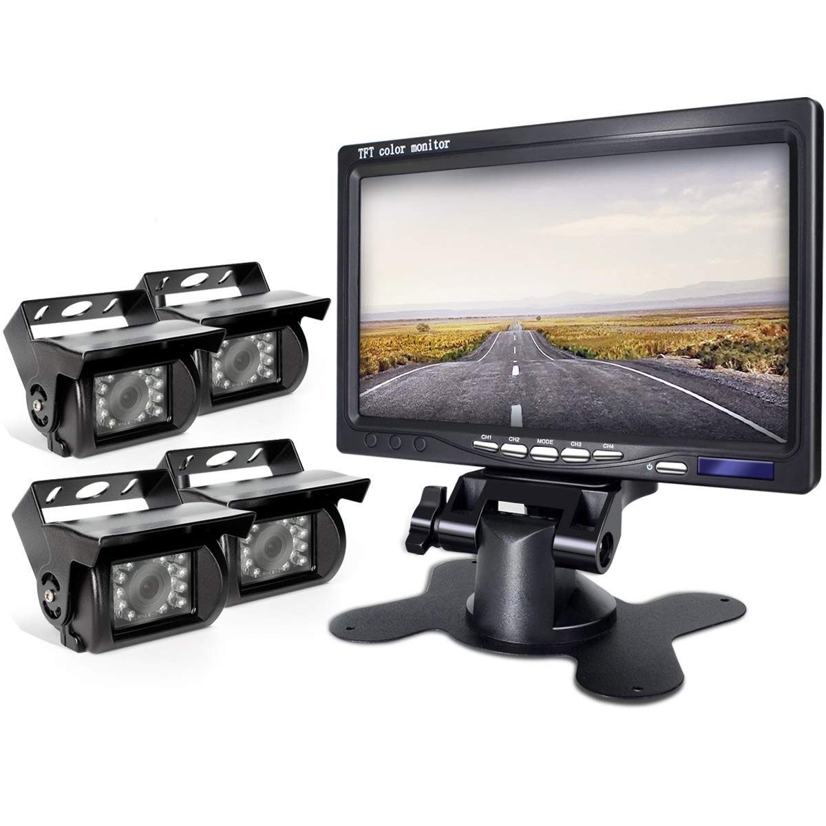 eRapta Backup Camera 2.0 with Split Screen Monitor Back Up for Bus/Truck/SemiTrailer/Box Truck