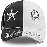 Unisex Black & White Baseball Cap-Hip Hop, Gothic, Punk Rock Streetwear Snapback Hat-Adjustable Funny Hat