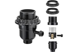 JUTOROSY UL Listed E26 Light Socket, Lamp Socket Replacement with ON/Off Switch Medium Base Lamp Parts with 2 Lamp Socket Ring, Light Bulb Fixture Socket for Table Lamp, Floor Lamp, 1-Pack