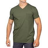 Runcati Mens Cotton V Neck T-Shirts Short Sleeve Casual Basic Summer Beach Pocket Tee Tops