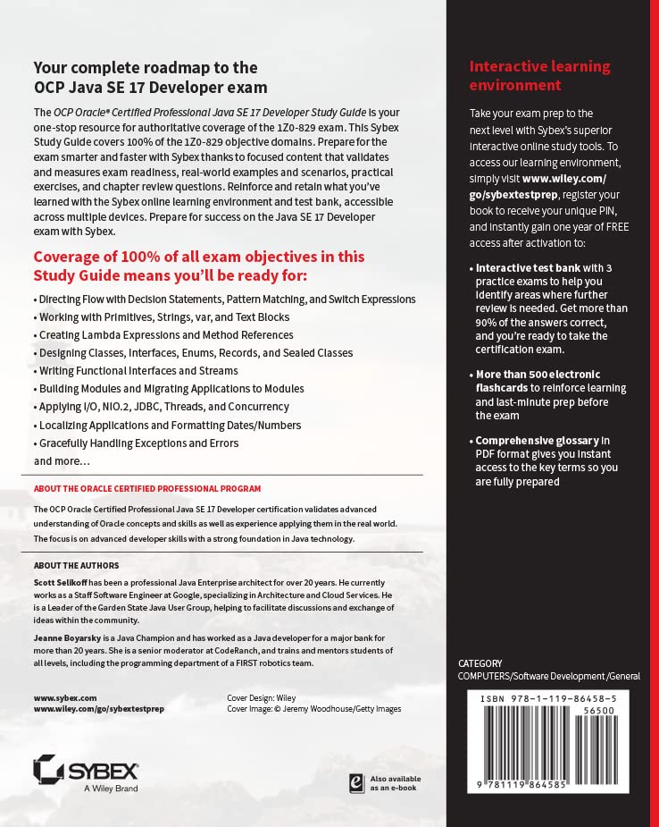 OCP Oracle Certified Professional Java SE 17 Developer Study Guide: Exam 1Z0-829 (Sybex Study Guide)