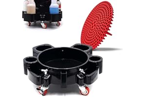 Bucket Dolly 5 Gallon with Wheels,Car Wash Buckets Dolly for 2.5 to 5 Gallon Buckets & 26.3cm Grit Guard for Car Washing, Det