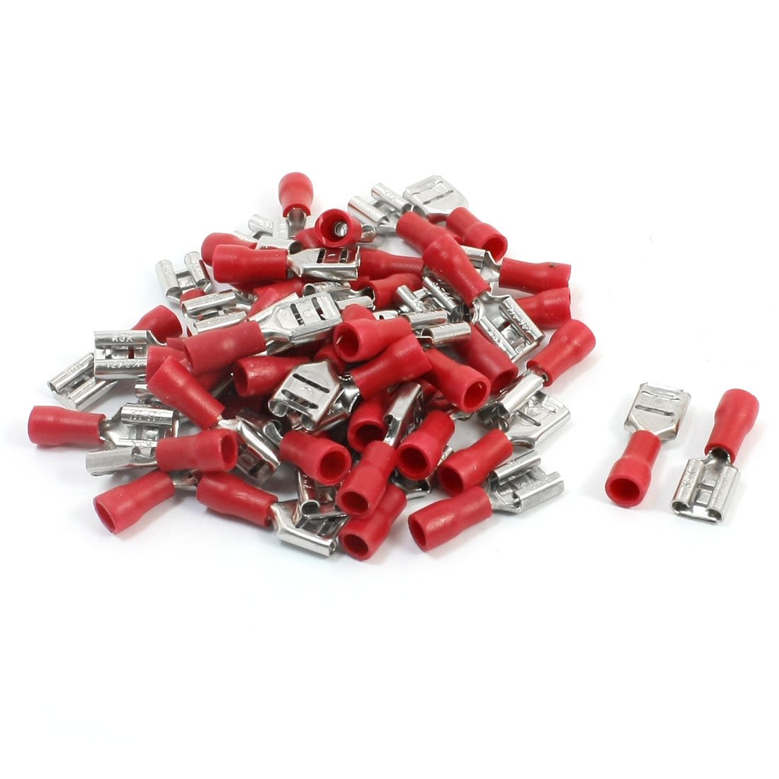 sourcing map 50pcs FDD1.25-250 22-16AWG Wire Semi Insulated Female Crimp Terminal