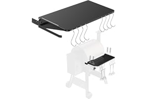 PHYESUVIN Folding Shelf for Traeger Pellet Grills, BAC362 Pellet Front Shelf with Hooks and Paper Towel Holder for Traeger Pro 22, Pro 575, Eastwood 22, Ironwood 650 and Century 22 Series Pellet Grill