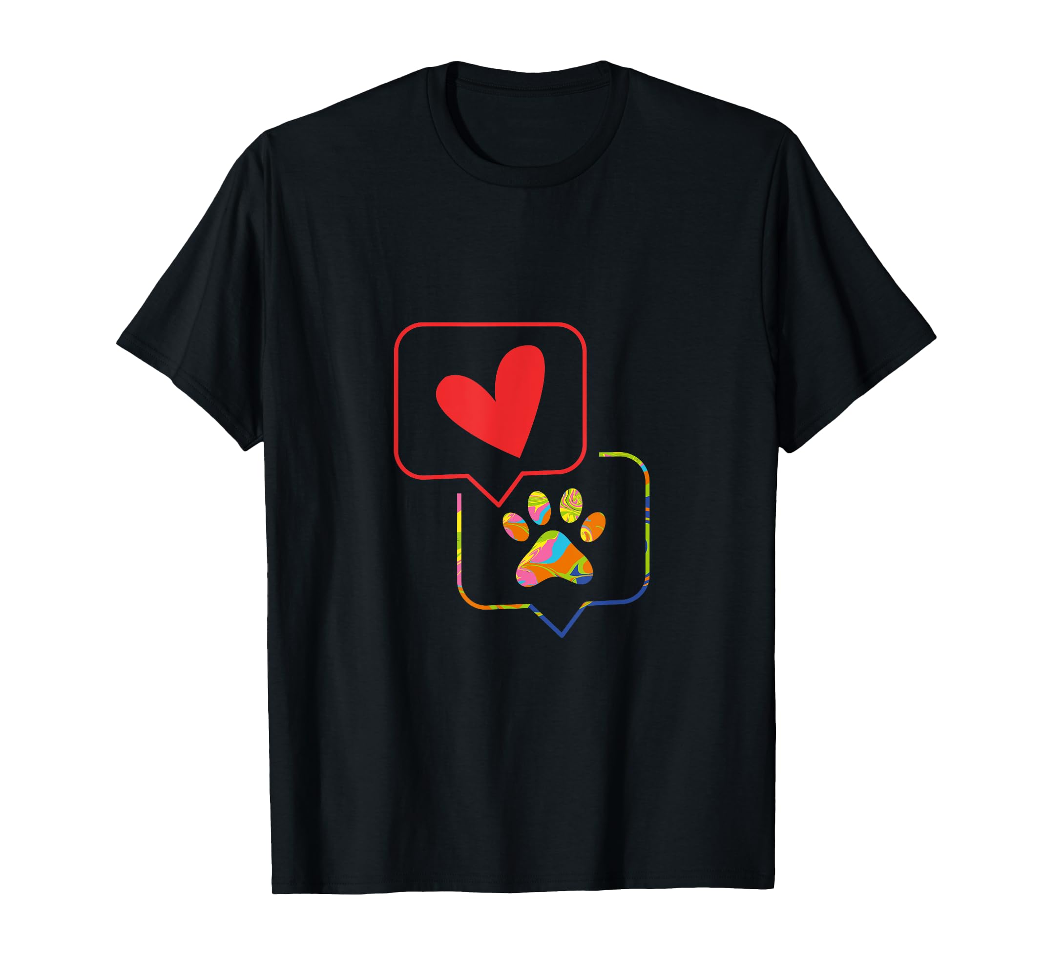 Retro 70s I Rainbow Dog Lover I Dog Paw Print Tie Dye T-Shirt