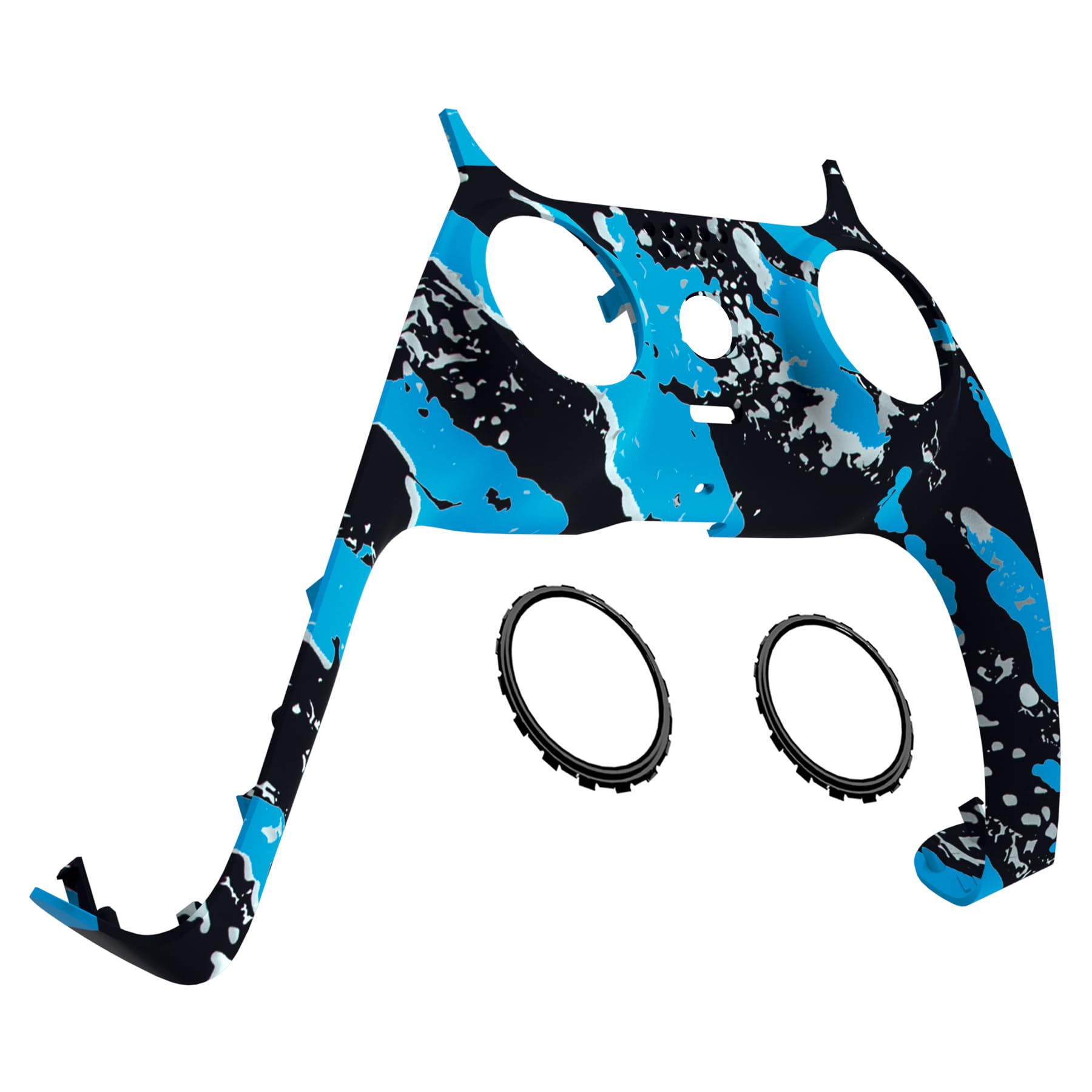 eXtremeRate Blue Coating Splash Decorative Trim Shell Compatible with p s 5 Controller, DIY Replacement Clip Shell, Custom Plates Cover Compatible with p s 5 Controller with Accent Rings