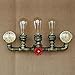 Lingkai Industrial Wall Sconce 3-Light Steampunk Wall Mounted Lamp Water Pipe Light Fixture in Antique Bronze Finish