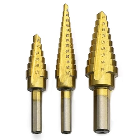Generic 3PCS High speed steel Spiral Stepped Drill Set For Practical Titanium Coated Two-flute for 27 Sizes Stepped Drill Bits Set