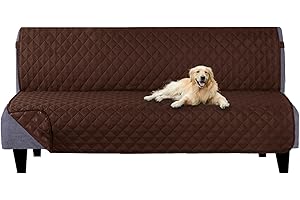 U-NICE HOME Futon Sofa Covers Reversible Sofa Slipcover Armless Cover Furniture Protector Couch Cover Water Resistant (Futon, Brown/Brown)